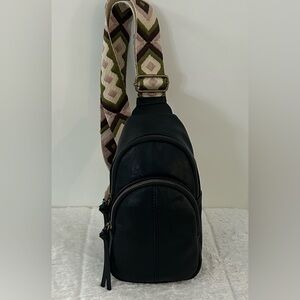 Sonoma Goods For Life Acosta Black Faux Leather Sling Bag NWT